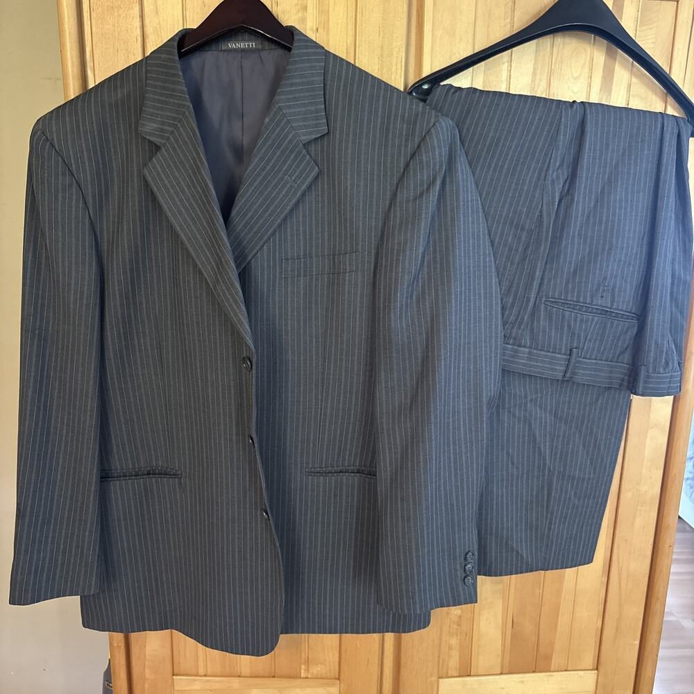 Vanetti Le Collezioni Men's 2-Piece Suit 46R Charcoal Gray Pinstripe